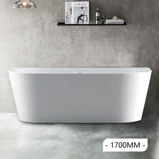 1700x800x580mm Back To Wall Freestanding Acrylic Apron White Bath Tub 